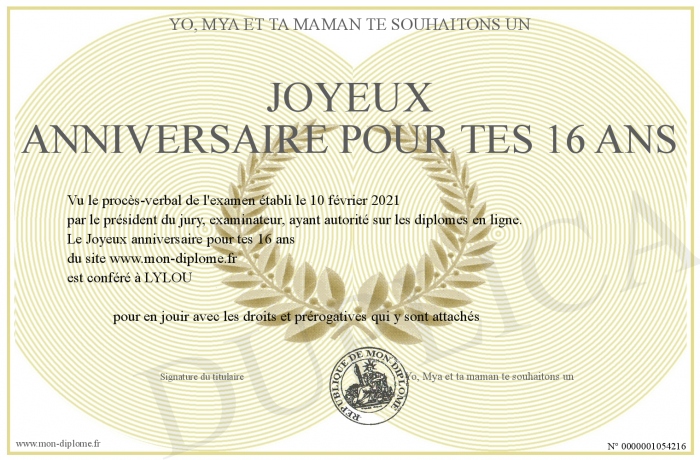 joyeux anniversaire ma fille pour tes 16 ans