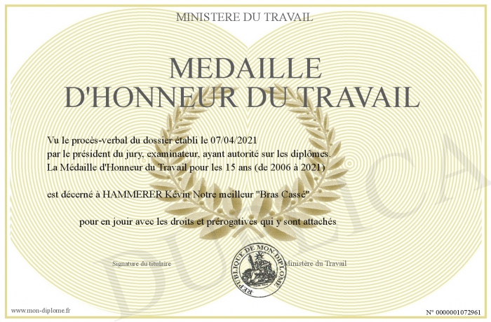 Médaille D'honneur Du Travail Monaco Louis II 1923 - Période 1919-1930