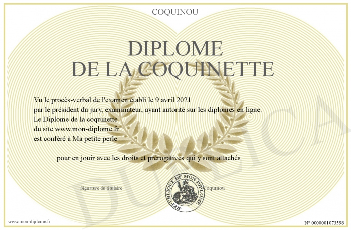 Diplome De La Coquinette