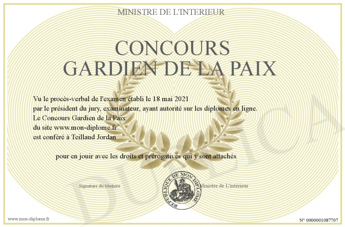 Résultat Concours Gardien De La Paix Septembre 2021 www.mon-diplome.fr
