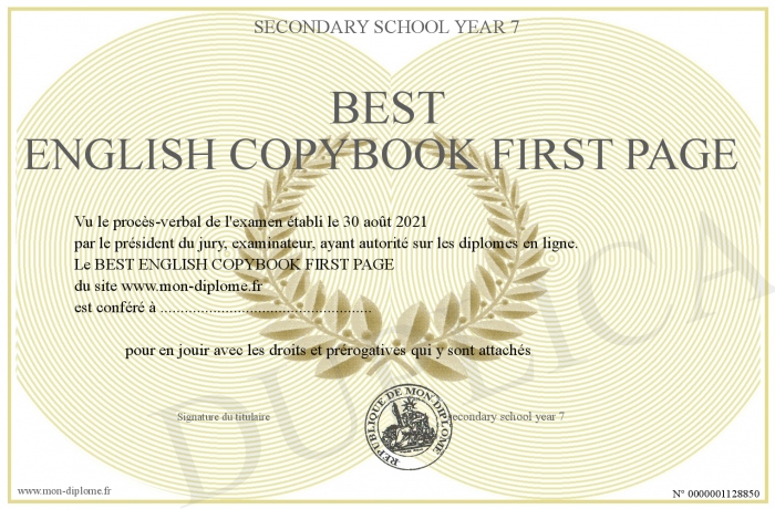 Page De Garde English Copybook www.mon-diplome.fr