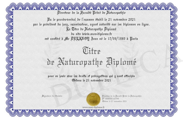 TitredeNaturopatheDiplome