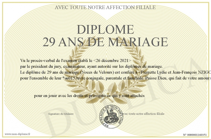 Diplome-29-ans-de-mariage