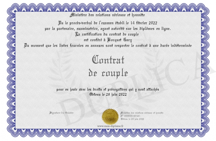 Contrat De Couple A Remplir