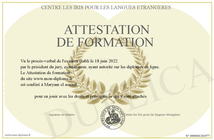 Modèle D'attestation De Formation Word Gratuit www.mon-diplome.fr