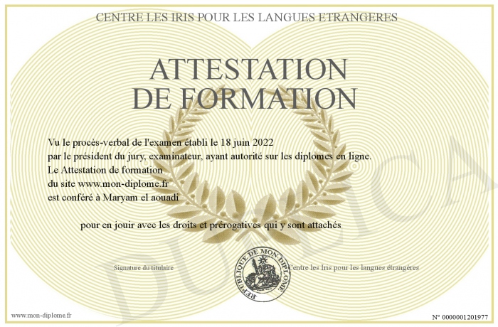 Attestation De Formation