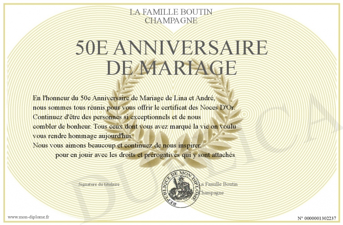 Planche à Découper Bambou 50 Ans De Mariage - Cadeau Romantique Anniversaire Couple