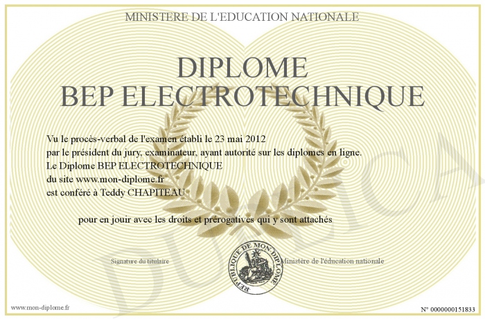 Diplome Bep Electrotechnique