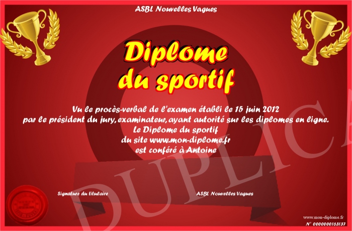 Diplome rencontres sportives