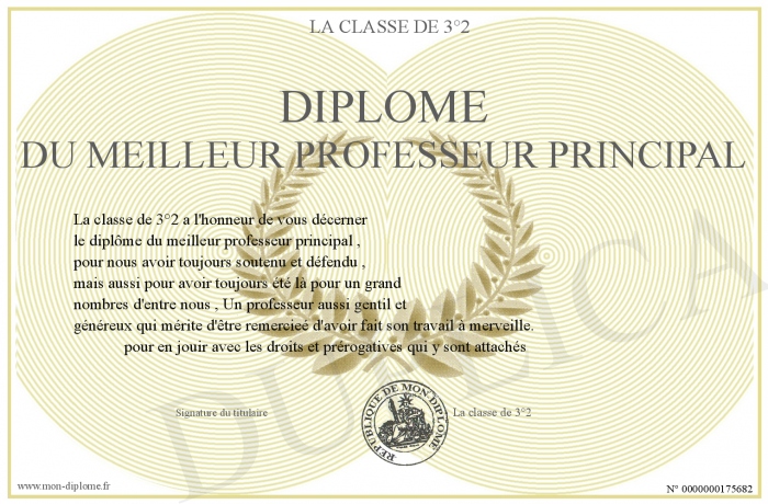 Diplome De La Meilleur Prof A Imprimer