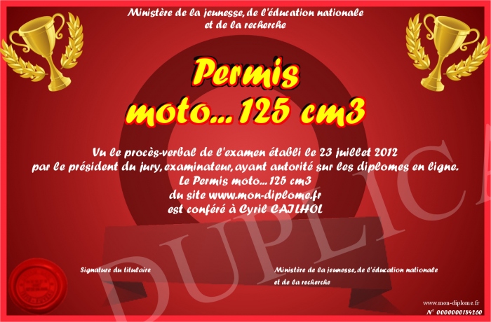 Permis Moto 125 Cm3