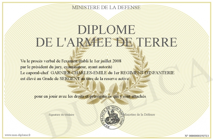 Diplome De L Armee De Terre