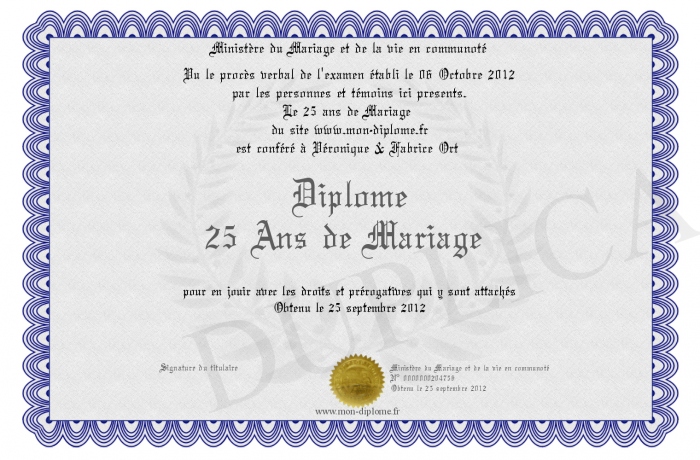 25 ans de mariage