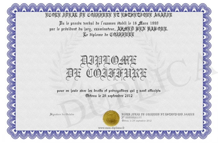 diplome coiffure