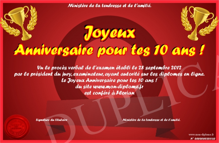 Texte Anniversaire 10 Ans Garçon Gratuite Imprimer