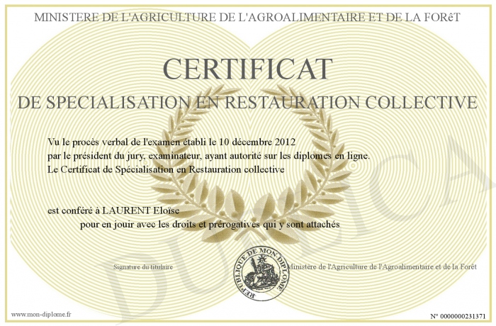 Certificat De Sp Ef Bf Bdcialisation Restauration Collective Certificat De Sp Ef Bf Bdcialisation Restauration Collective