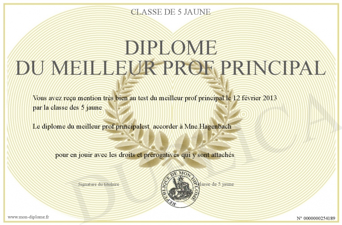 Diplome De La Meilleur Prof A Imprimer