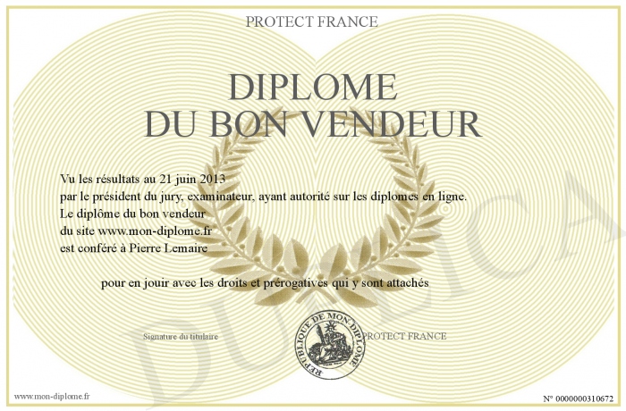 Diplome Du Bon Vendeur