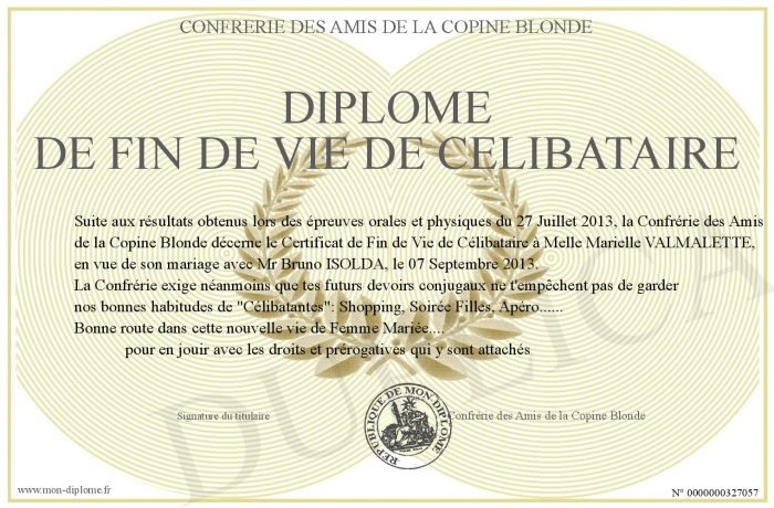 Certificat de fin de vie de célibataire à imprimer