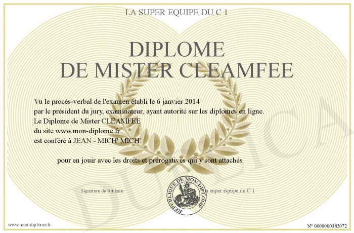 Diplome-de-Mister-CLEAMFEE