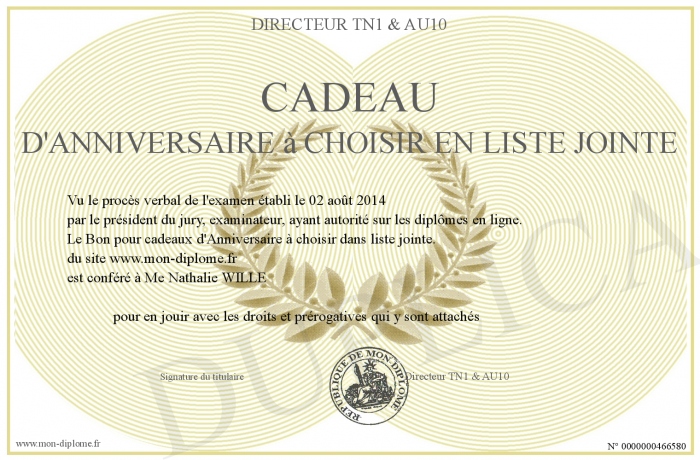 Cadeau D Anniversaire A Choisir En Liste Jointe