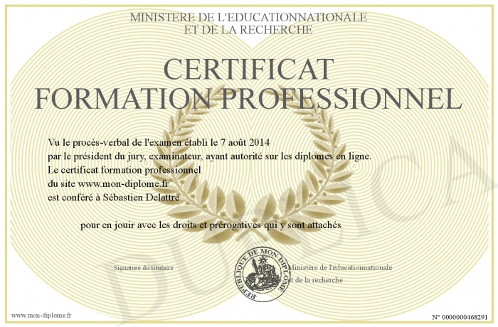 Certificat Formation Professionnel