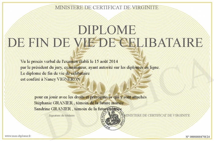 Certificat de fin de vie de célibataire à imprimer