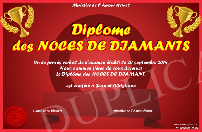 Texte Noces De Diamant à Imprimer www.mon-diplome.fr