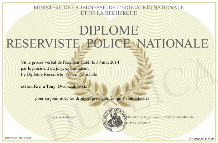 DiplomeReservistePoliceNationale