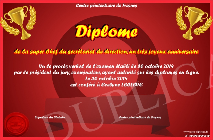 Diplome De La Super Chef Du Secretariat De Direction Un Tres Joyeux Anniversaire