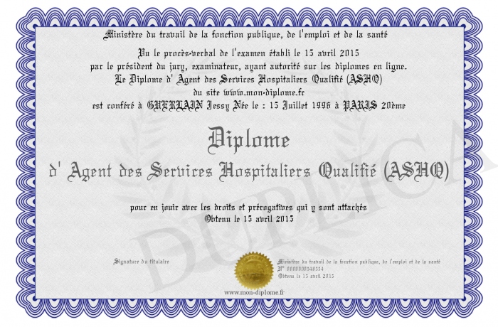 Diplome D Agent Des Services Hospitaliers Qualifie Ashq