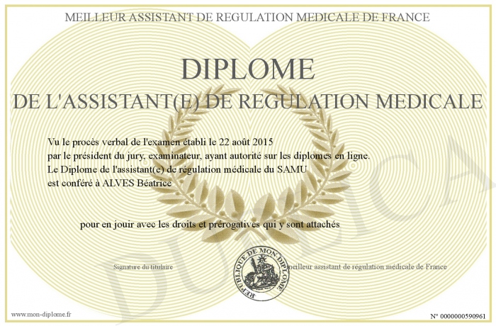 Diplome de l assistant(e) de regulation medicale