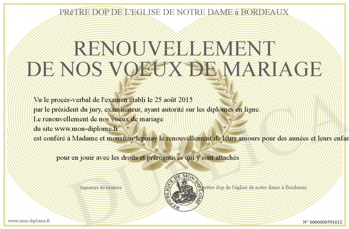 Renouvellement De Voeux De Mariage à L'église www.mon-diplome.fr