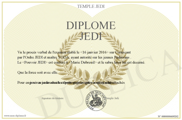 Diplome De Jedi