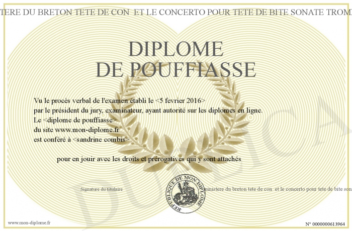 Diplome De Pouffiasse