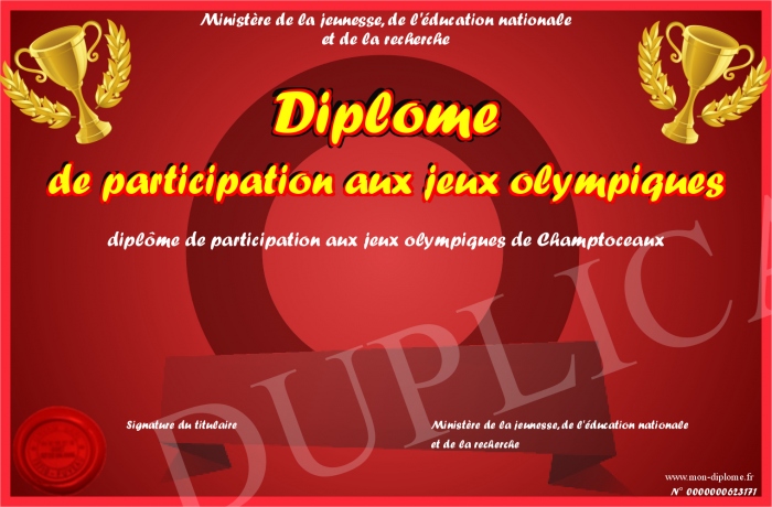 diplome jeux olympiques