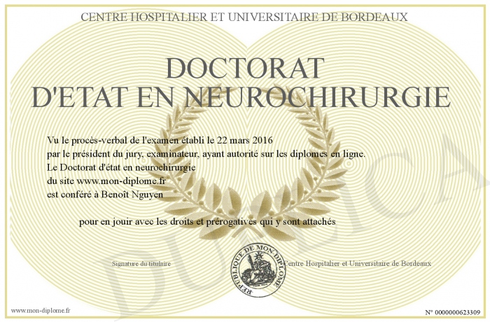 Doctoratdetatenneurochirurgie