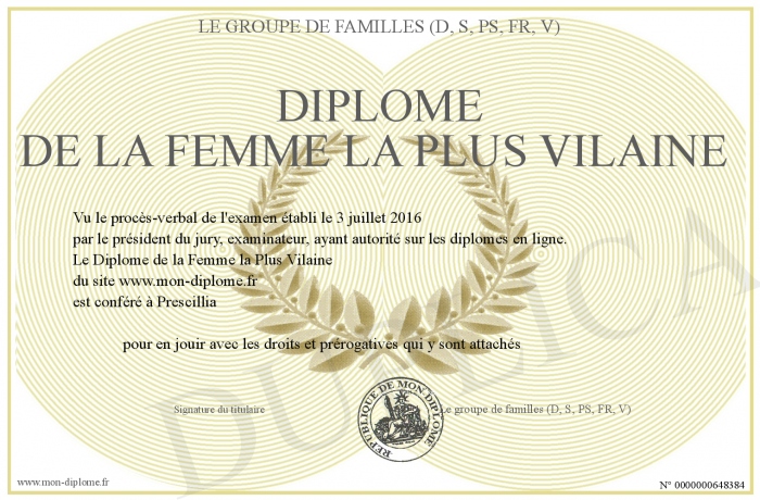 Diplome-de-la-Femme-la-Plus-Vilaine