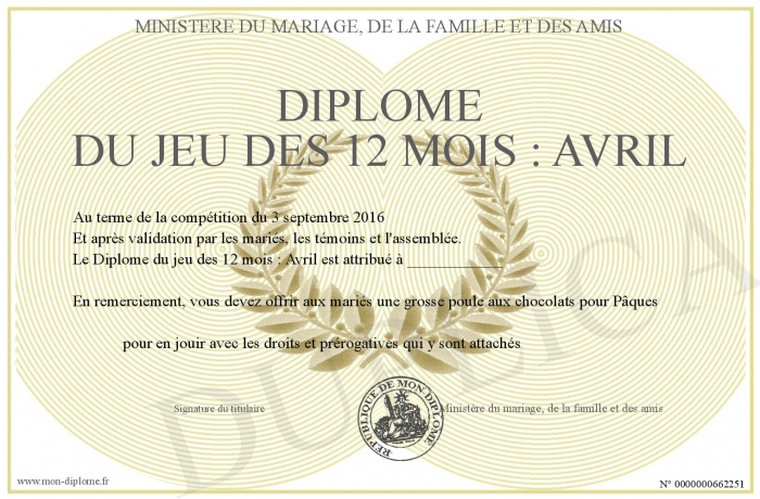 Gratuit Diplome Vierge Jeu Des 12 Mois Pdf