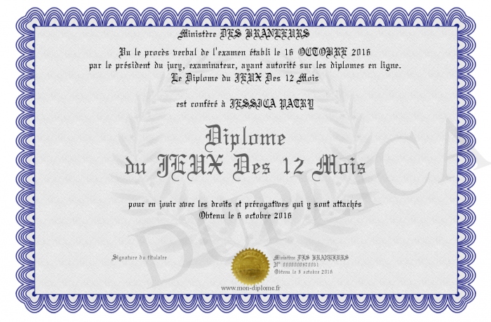 Gratuit Diplome Vierge Jeu Des 12 Mois Pdf