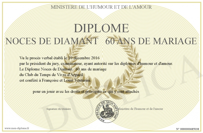 Texte Noces De Diamant à Imprimer www.mon-diplome.fr