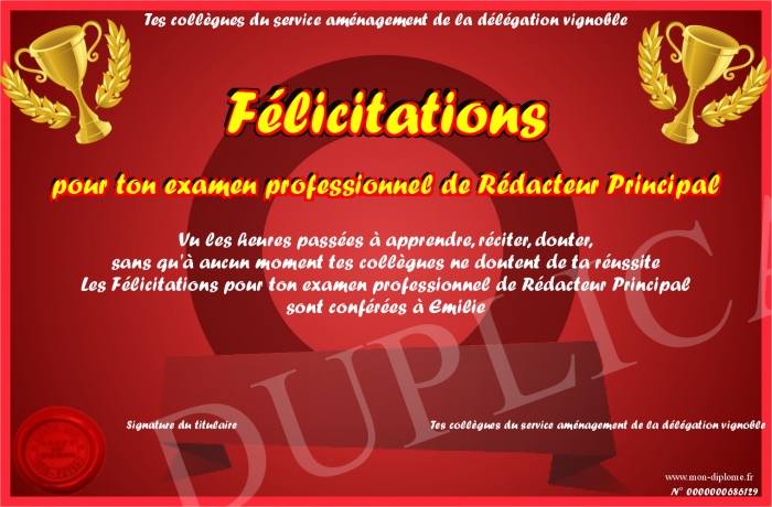 felicitations pour ton examen professionnel de redacteur principal