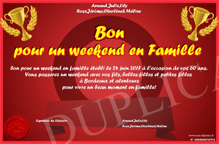 Texte Pour Offrir Un Week-end En Famille