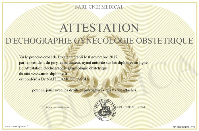 Attestation D Echographie Gynecologie Obstetrique