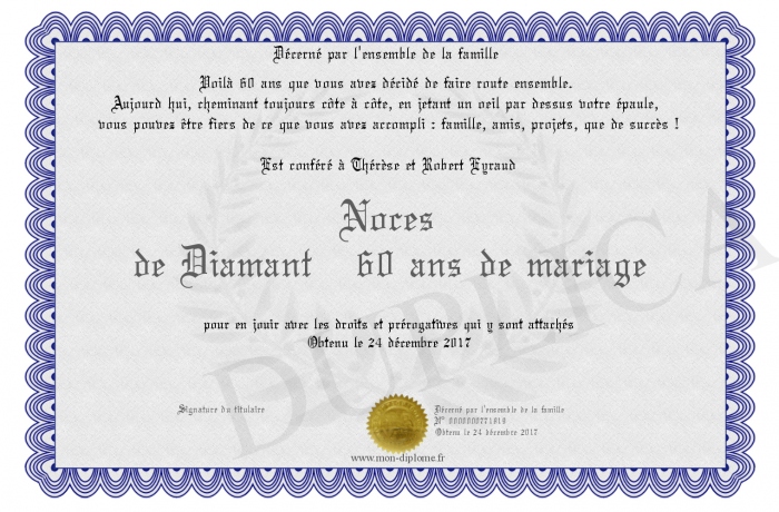 Texte Noces De Diamant à Imprimer www.mon-diplome.fr