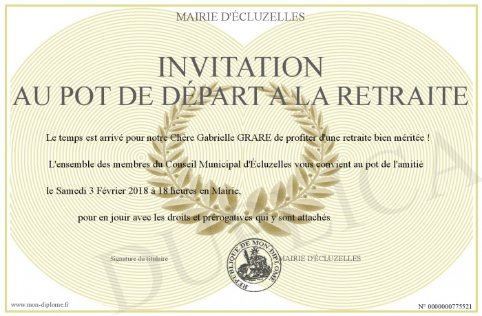 INVITATION AU POT DE DÉPART A LA RETRAITE