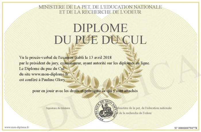 Diplome Du Pue Du Cul