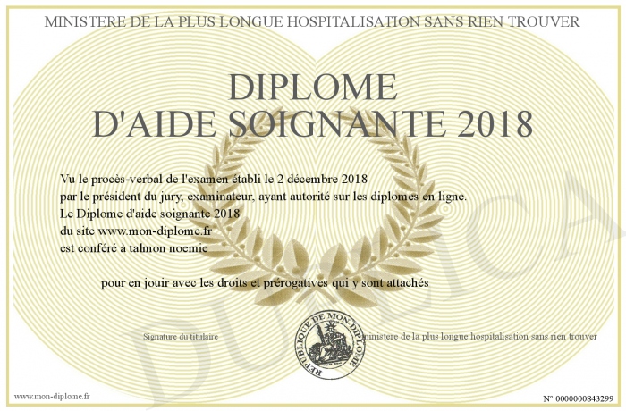 Diplome D Aide Soignante 2018