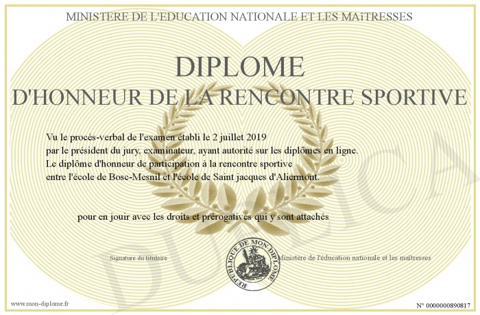 diplome rencontres sportives