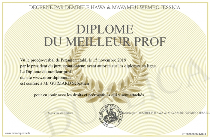 Diplome De La Meilleur Prof A Imprimer